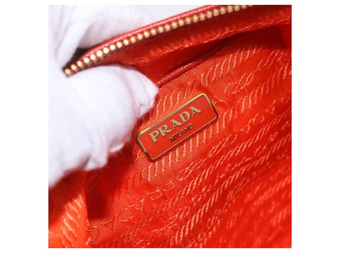 Borsa a tracolla PRADA Nylon Orange Gold Auth 202922A D'oro Arancione - vista 18