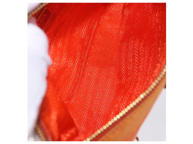 Borsa a tracolla PRADA Nylon Orange Gold Auth 202922A D'oro Arancione - vista 19