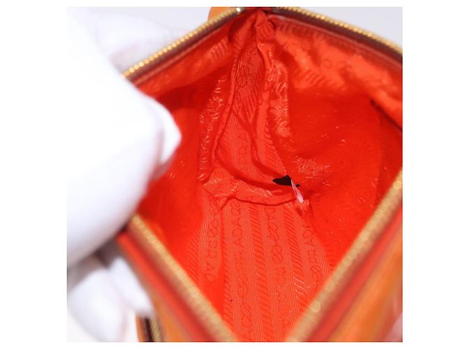 Borsa a tracolla PRADA Nylon Orange Gold Auth 202922A D'oro Arancione - vista 21
