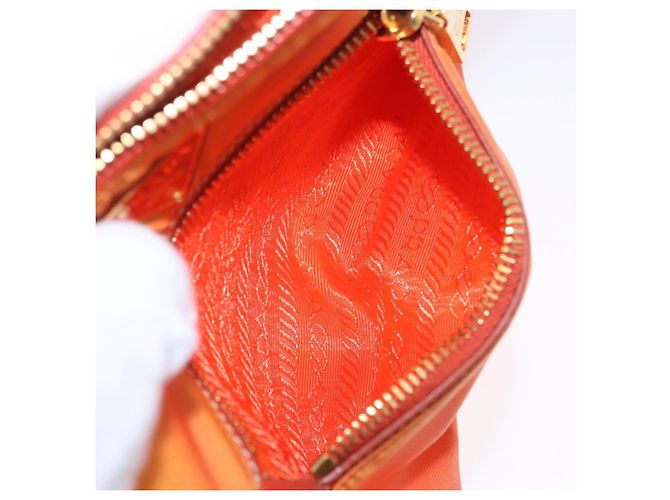 Borsa a tracolla PRADA Nylon Orange Gold Auth 202922A D'oro Arancione - vista 23