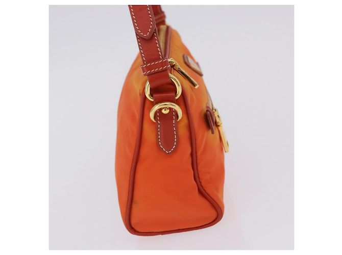 Borsa a tracolla PRADA Nylon Orange Gold Auth 202922A D'oro Arancione - vista 6