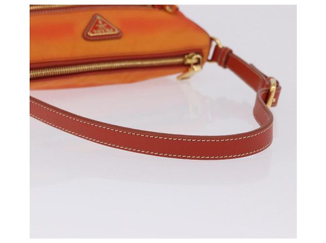 Borsa a tracolla PRADA Nylon Orange Gold Auth 202922A D'oro Arancione - vista 8