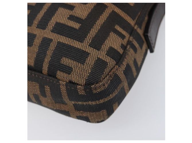 Borsa a tracolla FENDI Zucca Canvas Mamma Baguette Marrone Nero Auth BA15631V - vista 10
