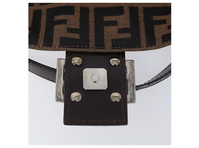 Borsa a tracolla FENDI Zucca Canvas Mamma Baguette Marrone Nero Auth BA15631V - vista 17