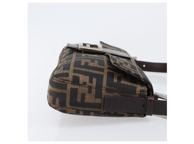Borsa a tracolla FENDI Zucca Canvas Mamma Baguette Marrone Nero Auth BA15631V - vista 4