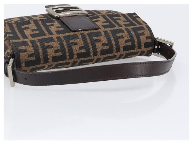 Borsa a tracolla FENDI Zucca Canvas Mamma Baguette Marrone Nero Auth BA15631V - vista 7