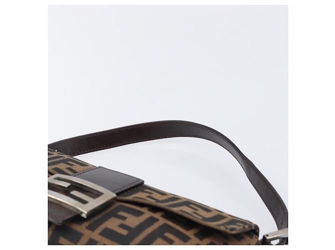 Borsa a tracolla FENDI Zucca Canvas Mamma Baguette Marrone Nero Auth BA15631V - vista 8