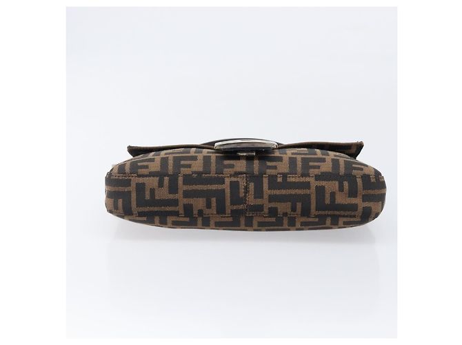 Borsa a tracolla FENDI Zucca Canvas Mamma Baguette Marrone Nero Auth BA15631V - vista 9