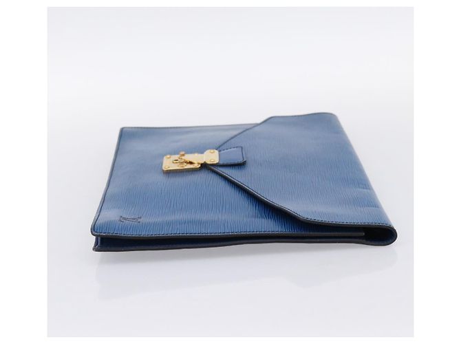 LOUIS VUITTON Epi Porte Documents Senateur Clutch Bag Blue M54455 LV Auth 202853 - vista 4