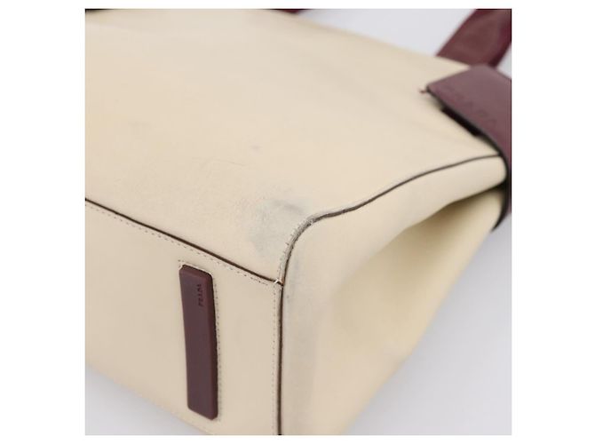 Bolso de mano PRADA de cuero Blanco Rojo Auth ti4026 Roja - vista 10