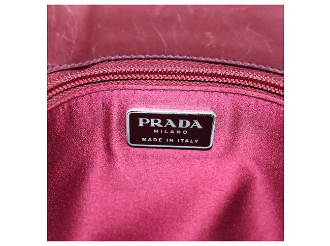 Bolso de mano PRADA de cuero Blanco Rojo Auth ti4026 Roja - vista 14