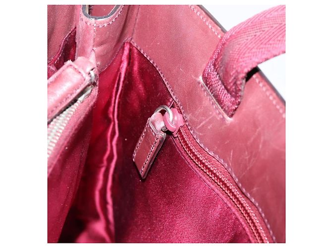 Bolso de mano PRADA de cuero Blanco Rojo Auth ti4026 Roja - vista 18