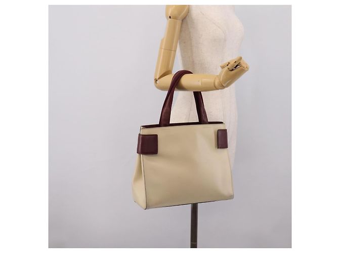Bolso de mano PRADA de cuero Blanco Rojo Auth ti4026 Roja - vista 25