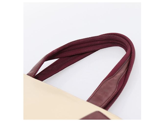 Bolso de mano PRADA de cuero Blanco Rojo Auth ti4026 Roja - vista 8