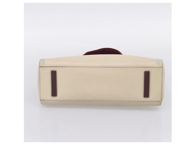 Bolso de mano PRADA de cuero Blanco Rojo Auth ti4026 Roja - vista 9