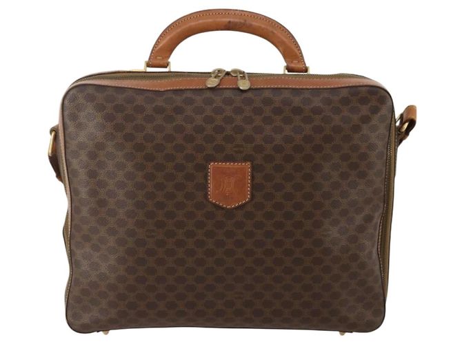 16 Céline Borsa a mano CELINE Macadam Canvas PVC Leather 2way Brown Gold Auth 199219 Marrone D'oro - vista 2