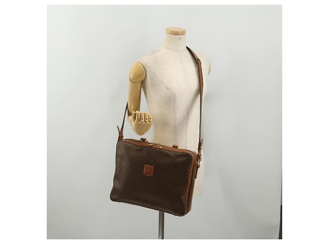 16 Céline Borsa a mano CELINE Macadam Canvas PVC Leather 2way Brown Gold Auth 199219 Marrone D'oro - vista 27