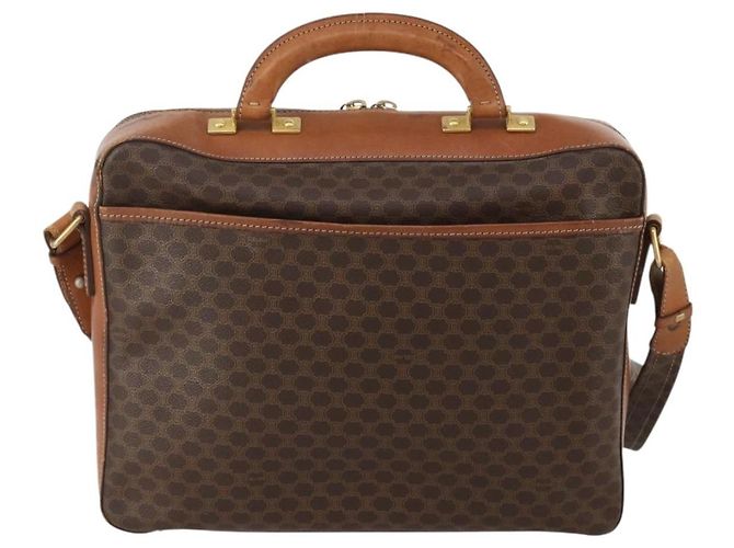 16 Céline Borsa a mano CELINE Macadam Canvas PVC Leather 2way Brown Gold Auth 199219 Marrone D'oro - vista 3