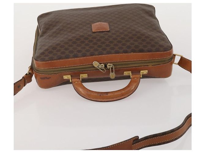 16 Céline Borsa a mano CELINE Macadam Canvas PVC Leather 2way Brown Gold Auth 199219 Marrone D'oro - vista 6