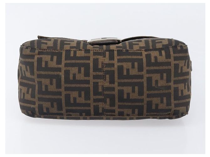 Borsa a tracolla FENDI Zucca Canvas Mamma Baguette Marrone Nero Auth BA15633A - vista 10