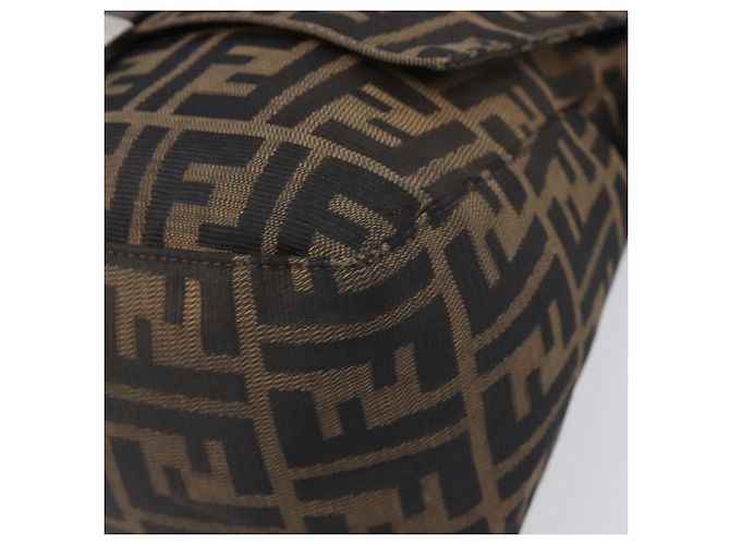 Borsa a tracolla FENDI Zucca Canvas Mamma Baguette Marrone Nero Auth BA15633A - vista 11