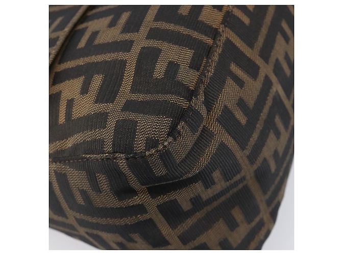 Borsa a tracolla FENDI Zucca Canvas Mamma Baguette Marrone Nero Auth BA15633A - vista 12
