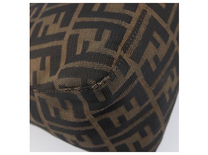 Borsa a tracolla FENDI Zucca Canvas Mamma Baguette Marrone Nero Auth BA15633A - vista 14