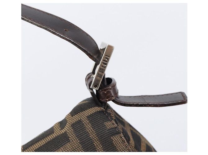 Borsa a tracolla FENDI Zucca Canvas Mamma Baguette Marrone Nero Auth BA15633A - vista 15