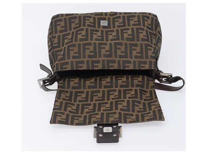 Borsa a tracolla FENDI Zucca Canvas Mamma Baguette Marrone Nero Auth BA15633A - vista 17