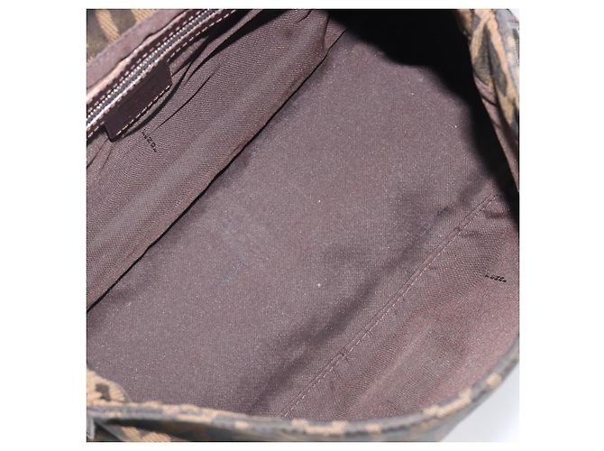 Borsa a tracolla FENDI Zucca Canvas Mamma Baguette Marrone Nero Auth BA15633A - vista 20