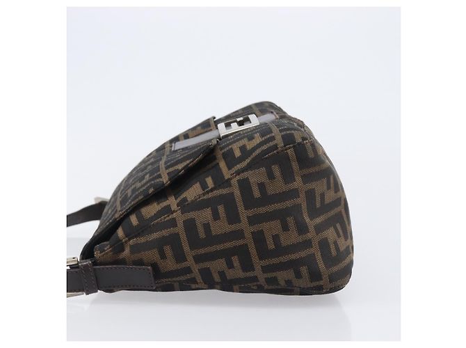 Borsa a tracolla FENDI Zucca Canvas Mamma Baguette Marrone Nero Auth BA15633A - vista 5
