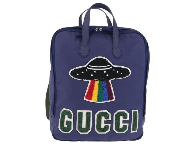 Zaino GUCCI RON HERMAN Canvas Navy Silver 477875 Auth 200358M Argento Blu navy - vista 2