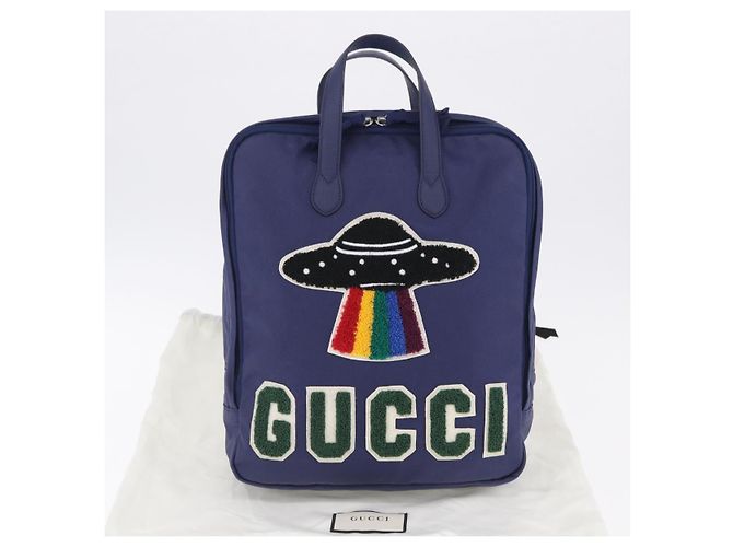 Zaino GUCCI RON HERMAN Canvas Navy Silver 477875 Auth 200358M Argento Blu navy - vista 27