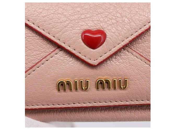 Cartera Miu Miu Trifold Cuero Rosa Oro Auth 203263A Dorado - vista 12