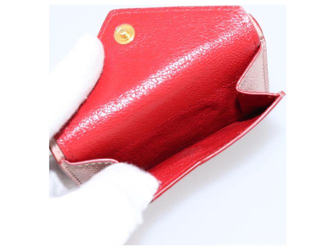 Cartera Miu Miu Trifold Cuero Rosa Oro Auth 203263A Dorado - vista 13