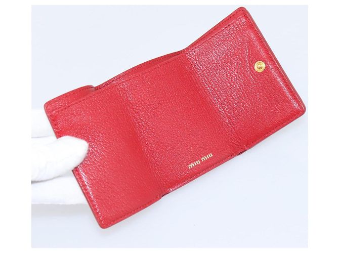 Cartera Miu Miu Trifold Cuero Rosa Oro Auth 203263A Dorado - vista 15