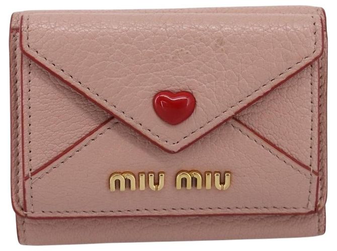 Cartera Miu Miu Trifold Cuero Rosa Oro Auth 203263A Dorado - vista 2