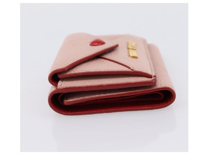 Cartera Miu Miu Trifold Cuero Rosa Oro Auth 203263A Dorado - vista 4