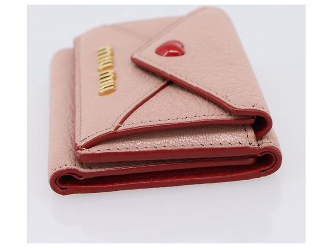 Cartera Miu Miu Trifold Cuero Rosa Oro Auth 203263A Dorado - vista 5