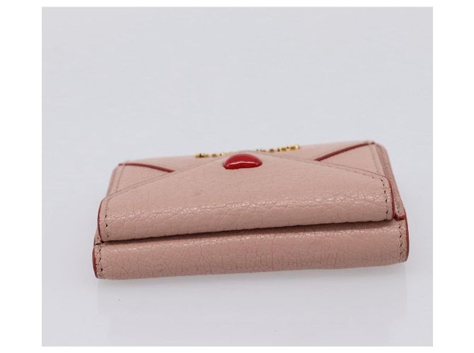 Cartera Miu Miu Trifold Cuero Rosa Oro Auth 203263A Dorado - vista 6