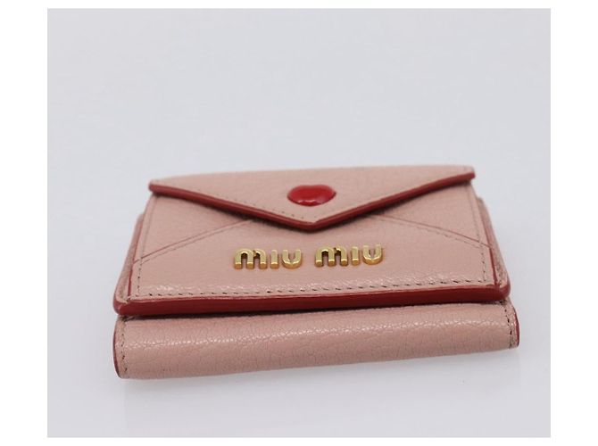 Cartera Miu Miu Trifold Cuero Rosa Oro Auth 203263A Dorado - vista 7
