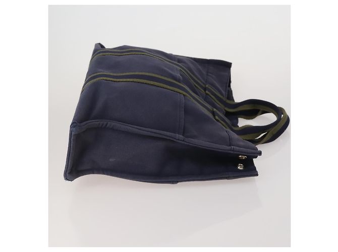 Hermès Borsa HERMES Fourre Tout MM cotone 4Set Navy Black Auth 199989 Nero Blu navy - vista 10
