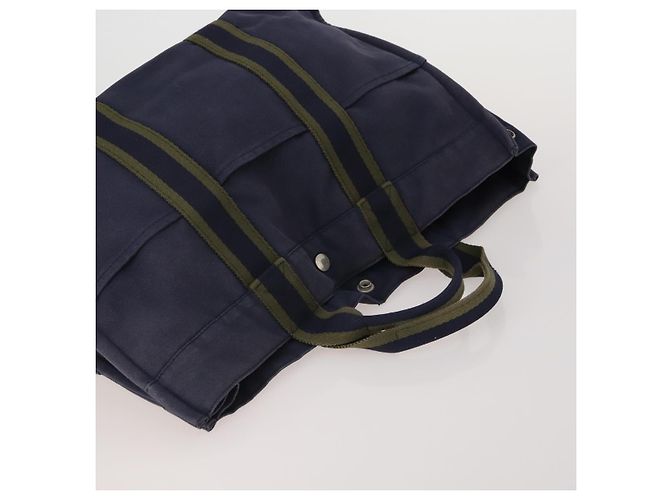 Hermès Borsa HERMES Fourre Tout MM cotone 4Set Navy Black Auth 199989 Nero Blu navy - vista 11