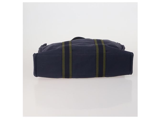 Hermès Borsa HERMES Fourre Tout MM cotone 4Set Navy Black Auth 199989 Nero Blu navy - vista 12