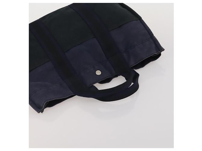 Hermès Borsa HERMES Fourre Tout MM cotone 4Set Navy Black Auth 199989 Nero Blu navy - vista 23