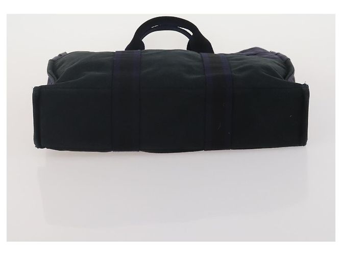 Hermès Borsa HERMES Fourre Tout MM cotone 4Set Navy Black Auth 199989 Nero Blu navy - vista 24