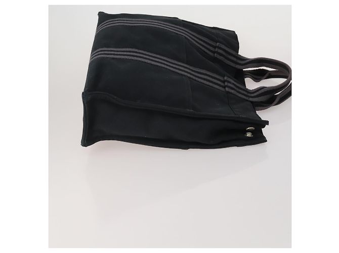 Hermès Borsa HERMES Fourre Tout MM cotone 4Set Navy Black Auth 199989 Nero Blu navy - vista 4