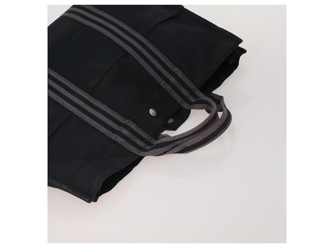 Hermès Borsa HERMES Fourre Tout MM cotone 4Set Navy Black Auth 199989 Nero Blu navy - vista 5