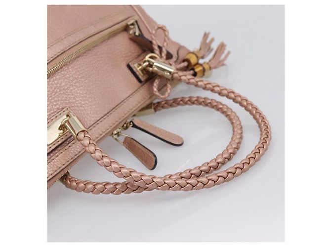 Borsa GUCCI Bella Bamboo Pelle 2way Rosa Oro 282300 Auth am12618A D'oro - vista 7