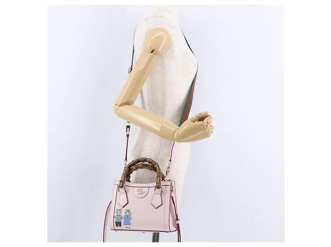GUCCI Yuko Higuchi Bamboo Diana Small Tote Bag 3way Pink 841488 Auth 202070SM Rosa - vista 27